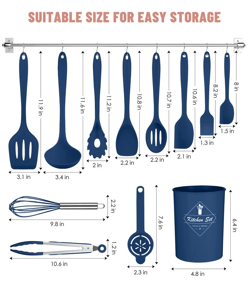 Pranski Kitchen Utensils Set-12 Pieces Silicone Cooking Utensils Set (Dishwasher Safe) 392Â°F Heat Resistant Spatula Set,Kitchen Utensil Set for Nonstick Cookware,Best Kitchen Tools with Holder - Image 2