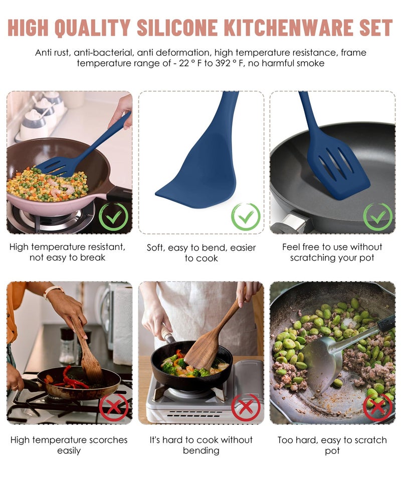Pranski Kitchen Utensils Set-12 Pieces Silicone Cooking Utensils Set (Dishwasher Safe) 392Â°F Heat Resistant Spatula Set,Kitchen Utensil Set for Nonstick Cookware,Best Kitchen Tools with Holder - Image 3