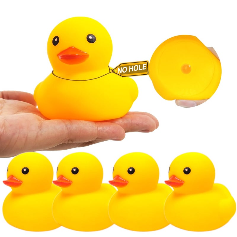 Kalafona Rubber Yellow DuckWaterproof No Hole No Squeak 5 Pcs 34 Inch No Bebe Noise Ducky Bath Pool Toy Without Hole for Kid Shower Bathtub Toy Birthday Party Decor Cake Topper in Bulk - Image 3
