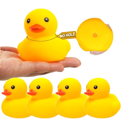 Kalafona Rubber Yellow DuckWaterproof No Hole No Squeak 5 Pcs 34 Inch No Bebe Noise Ducky Bath Pool Toy Without Hole for Kid Shower Bathtub Toy Birthday Party Decor Cake Topper in Bulk - Image 1