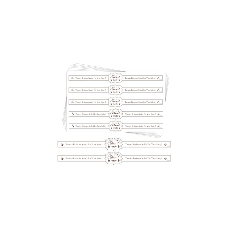 SMARSTICKER Food Retail Package Seal Stickers 9x1 Inch Safe Secure Tamper Evident Lids Proof Labels 200 Pcs for Freshness Labels for Handmade Crafted Baking (White) - Image 1