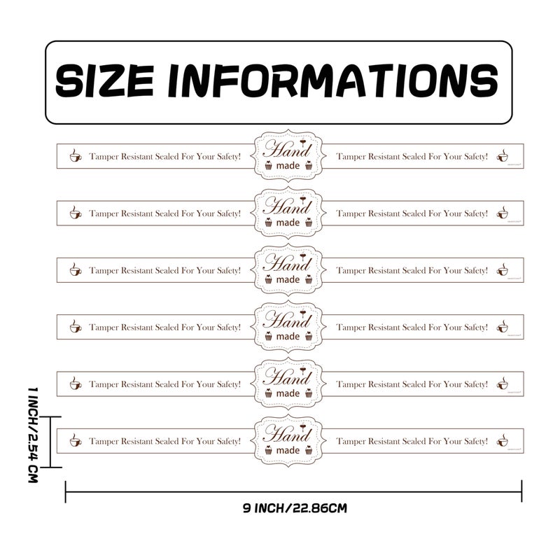 SMARSTICKER Food Retail Package Seal Stickers 9x1 Inch Safe Secure Tamper Evident Lids Proof Labels 200 Pcs for Freshness Labels for Handmade Crafted Baking (White) - Image 2