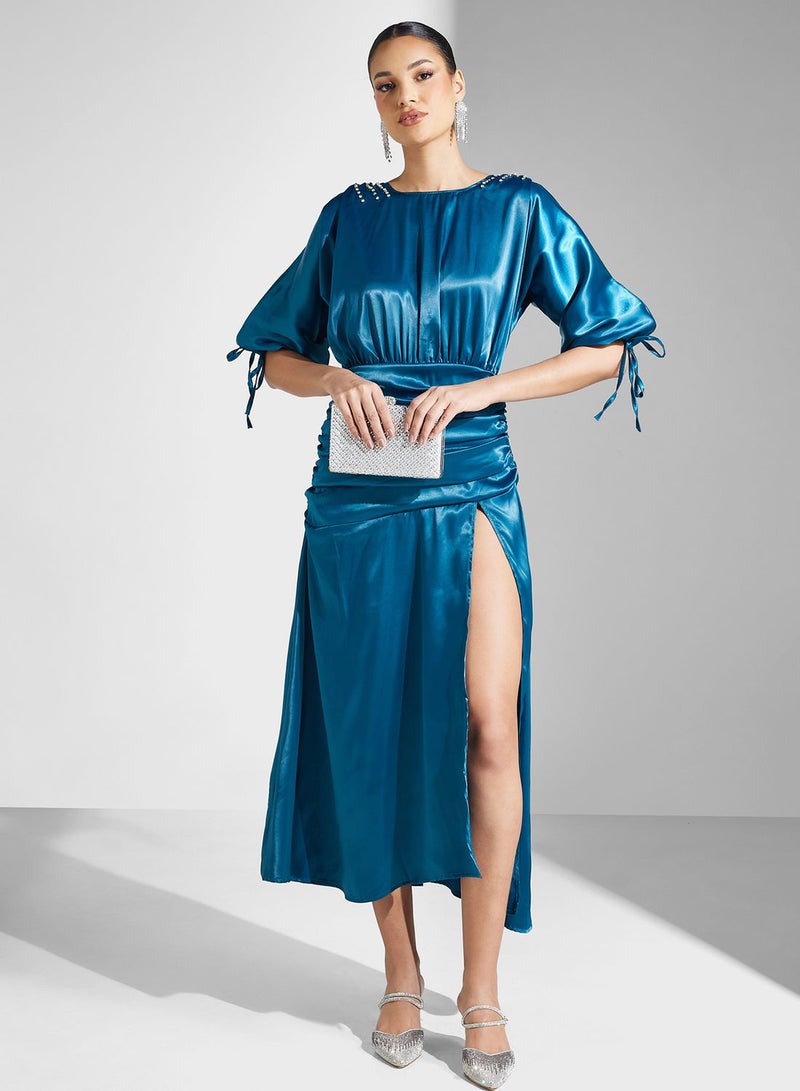 Ella Limited Edition Satin Ruched Dress  - Image 1