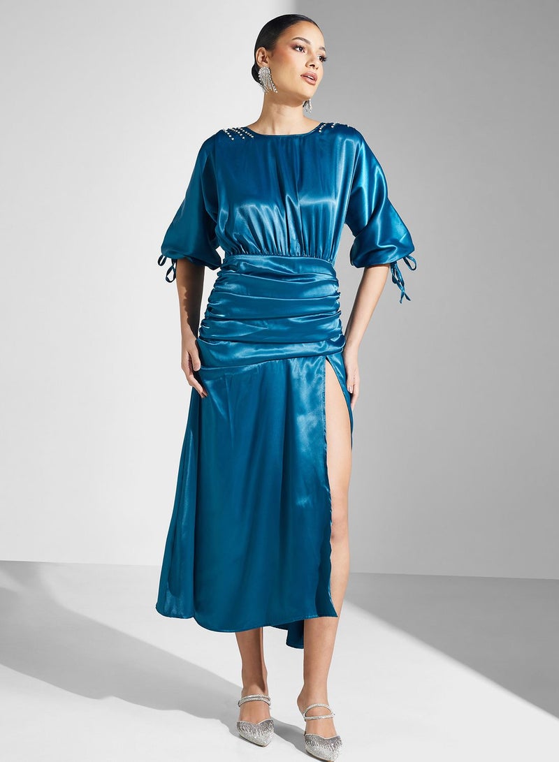 Ella Limited Edition Satin Ruched Dress  - Image 4