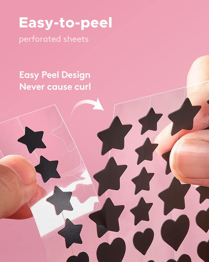 LitBear Acne Patch Pimple Patch, Black Star & Heart Shaped Acne Absorbing Cover Patch, Hydrocolloid Acne Patches For Face Zit Patch Pimple Sticker Acne Dots, Tea Tree Oil + Centella (108 Count) - Image 3