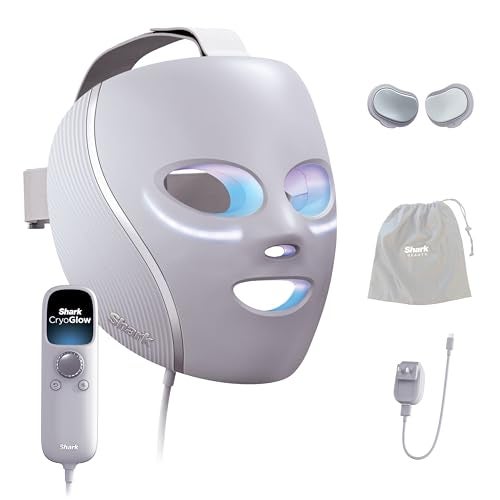 Shark CryoGlow LED Face Mask with Under-Eye Cooling, Anti-Ageing & Blemish Repair, Red & Blue LED, Infrared Light Therapy, USB-C, Remote Control, Storage Bag, Lilac Chill, FW312PL - Image 1