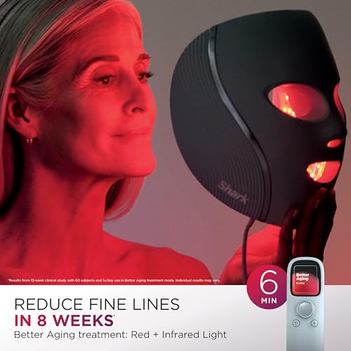 Shark CryoGlow LED Face Mask with Under-Eye Cooling, Anti-Ageing & Blemish Repair, Red & Blue LED, Infrared Light Therapy, USB-C, Remote Control, Storage Bag, Lilac Chill, FW312PL - Image 4