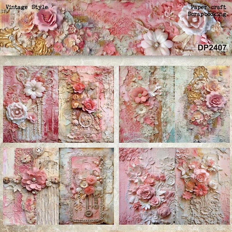 8 Sheets A5 Scrapbook Paper Flowers For Card Making Journal Supplies - Image 4