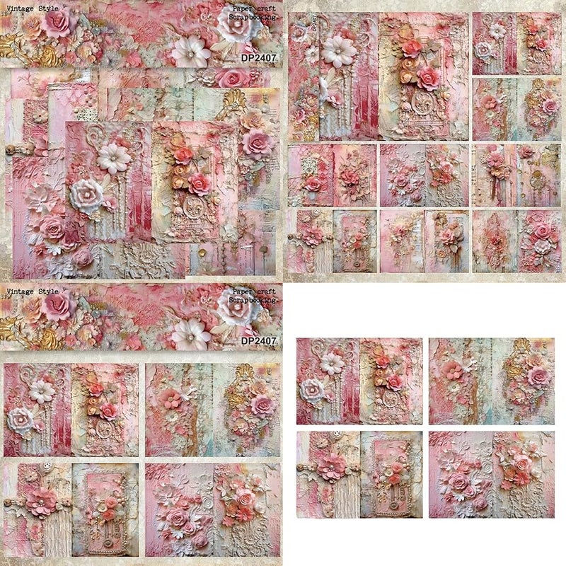 8 Sheets A5 Scrapbook Paper Flowers For Card Making Journal Supplies - Image 3