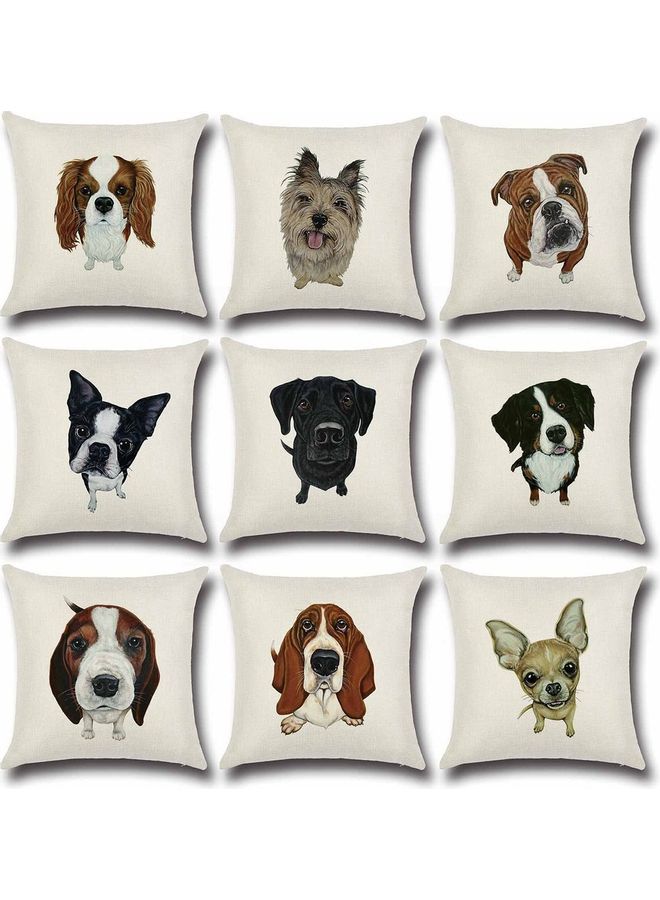 NIBEMINENT Cartoon Sketch Dog Printed Cushion Cover Multicolour - Image 1