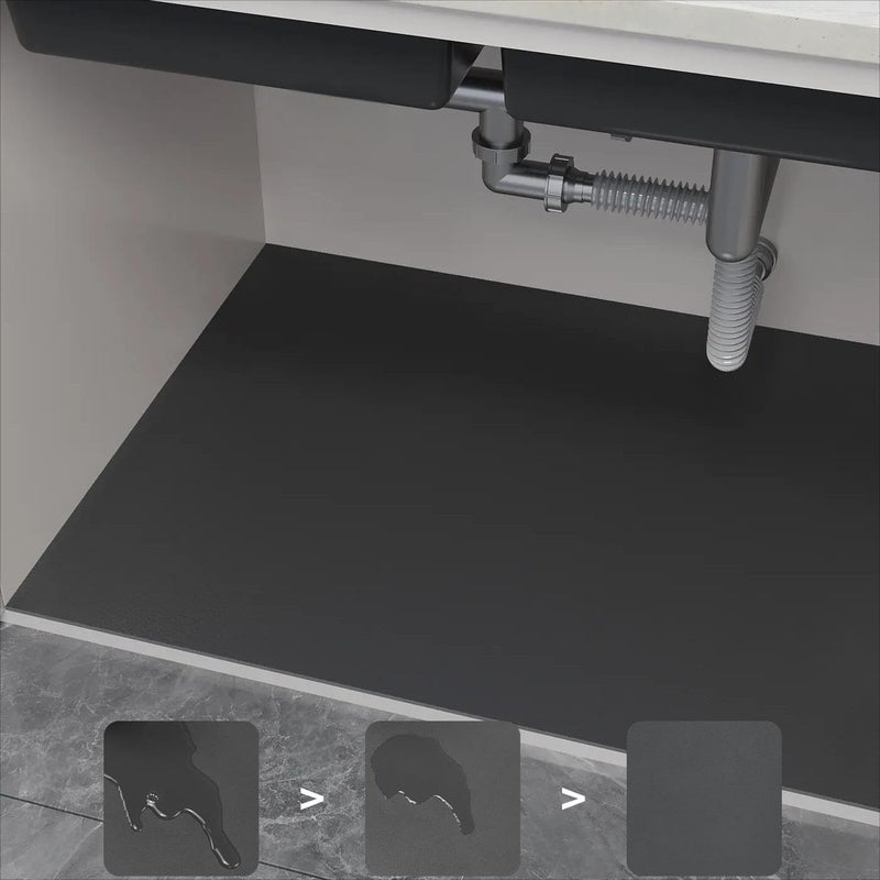 Beruyu Under Sink Mat for Kitchen Waterproof Cut to Fit Under Sink Liner Kitchen Bathroom Cabinet Protector Mat Super Absorbent Quick Dry Under Sink Drip Tray Dark Grey 20W x 32L - Image 2