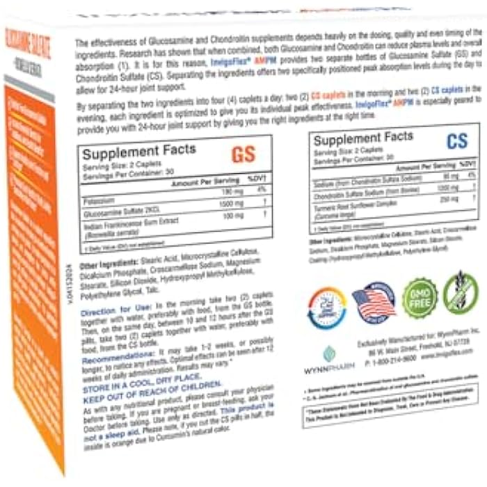 INVIGOFLEX® AMPM - Glucosamine & Chondroitin Sulfate - Turmeric Curcumin - Boswellia Serrata (Non GMO) for Knees, Hands, Back and Hip 24 - Hour Premium Joint Supplement - Image 3