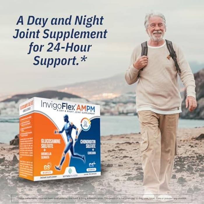 INVIGOFLEX® AMPM - Glucosamine & Chondroitin Sulfate - Turmeric Curcumin - Boswellia Serrata (Non GMO) for Knees, Hands, Back and Hip 24 - Hour Premium Joint Supplement - Image 5