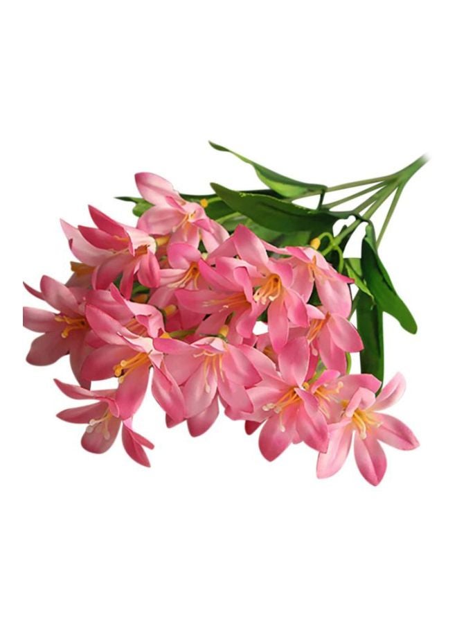 Loquat 24 Lovely Artificial Lily Flower Bouquet Pink/Green 36centimeter  - Image 1
