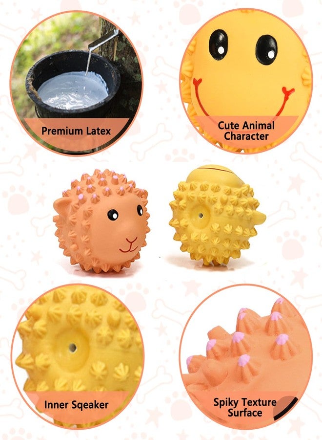 SCHITEC Squeaky Dog Toys, 3'' Interactive Latex Squeak Fetch Play Animal Balls, [2 Pack] Spiky Soft Rubber Puppy Teeth Clean Pet Toy for Small Medium Dogs - Image 3