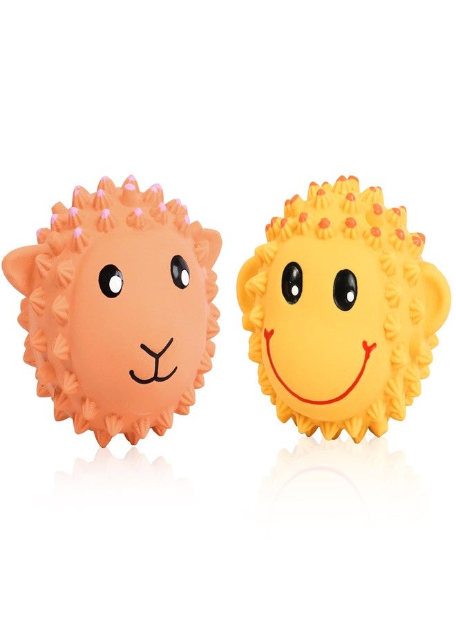 SCHITEC Squeaky Dog Toys, 3'' Interactive Latex Squeak Fetch Play Animal Balls, [2 Pack] Spiky Soft Rubber Puppy Teeth Clean Pet Toy for Small Medium Dogs - Image 1