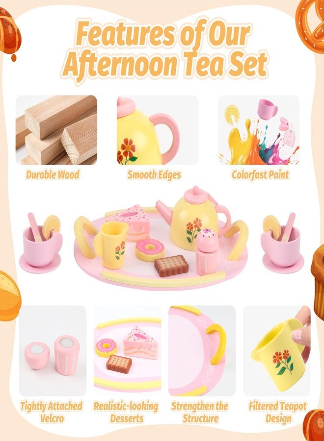 RECEKA Store Tea Party Set Wooden Tea Sets for Toddlers 3-5 Little Girls 4-6 6-8 Kids - Image 3