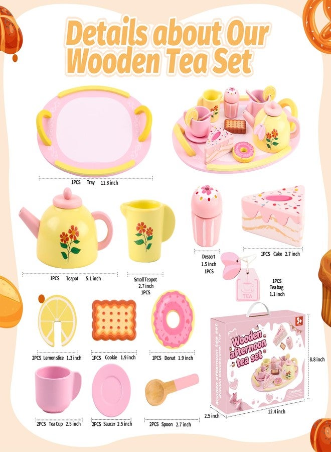 RECEKA Store Tea Party Set Wooden Tea Sets for Toddlers 3-5 Little Girls 4-6 6-8 Kids - Image 2