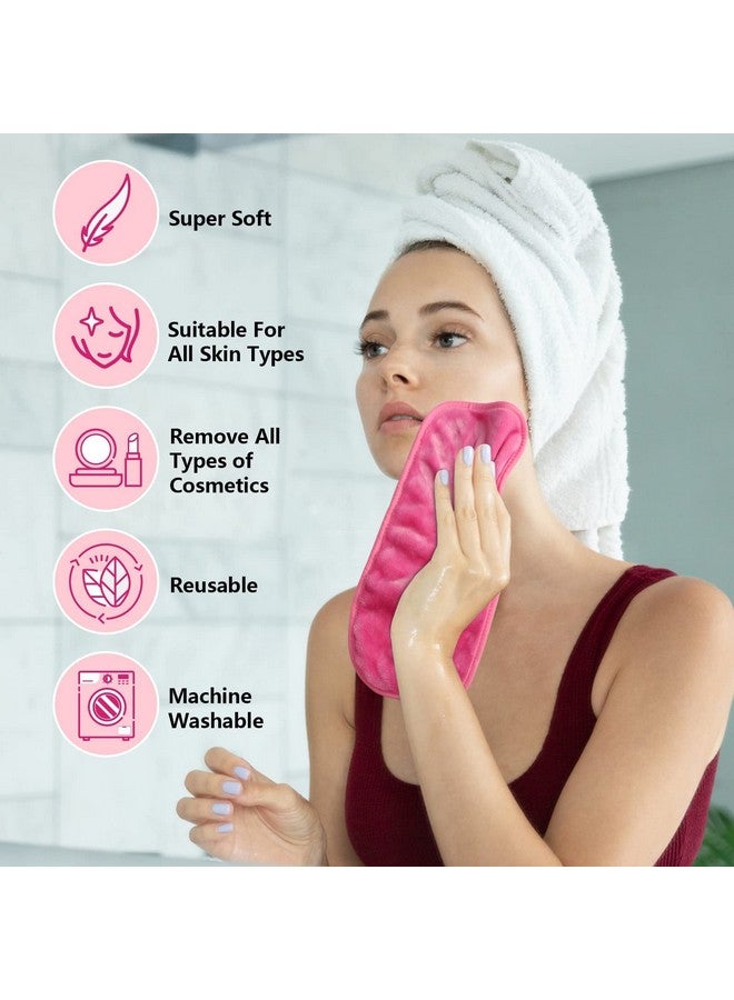 Orighty Makeup Remover Cloths Pack Of 4 Reusable Microfiber Facial Cleansing Cloths Remove Instantly Dirt Makeup&Waterproof Mascara With Just Water 15.5 X 7.5 In Blue/Purple/Black/Pink - Image 4