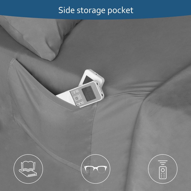 Moonsea Air Mattress Queen Sheet Set Deep Pocket Queen Sheets - 4 Piece Bed Sheets Queen Size Fade Resistant Fits 16in to 24in Pillow Top Air Bed Mattress - Grey - Image 4