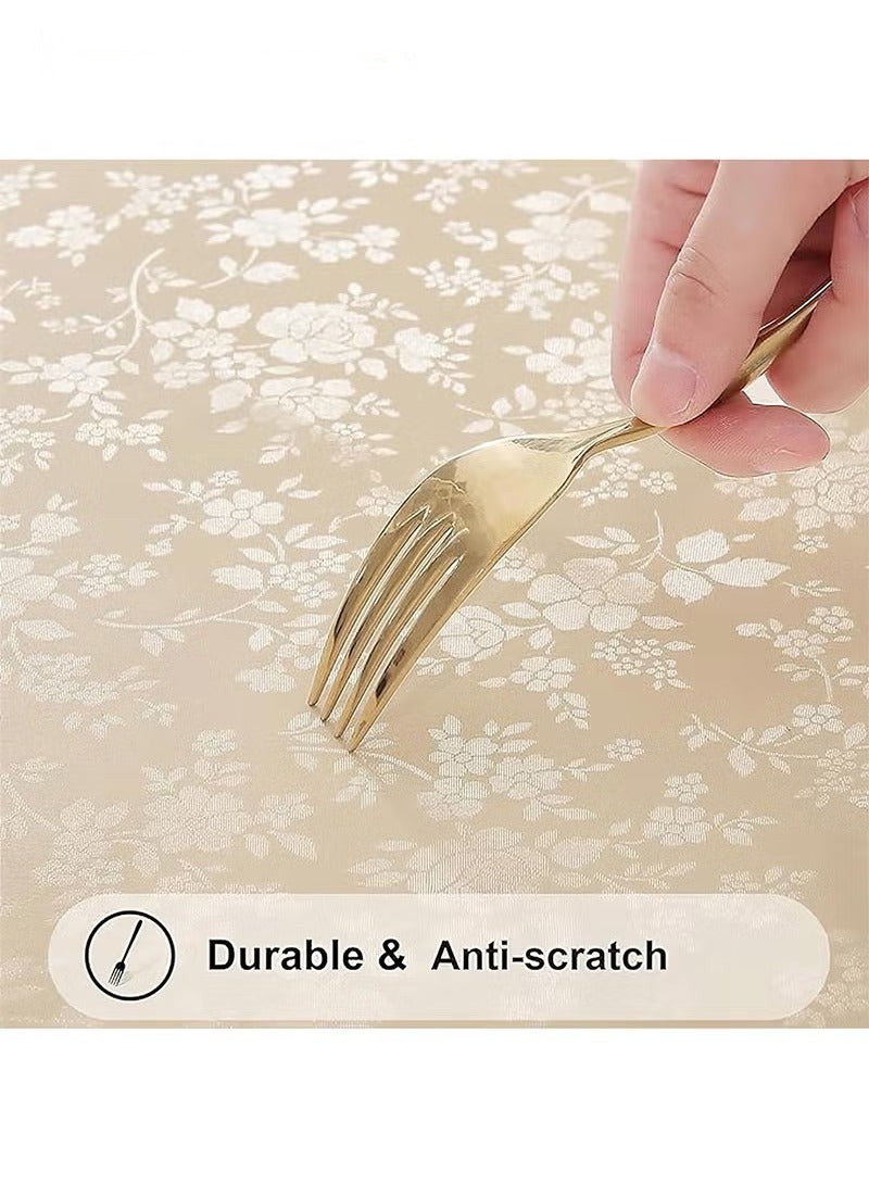 Beauenty Round Tablecloth Waterproof and Oilproof Wipeable Table Cloth, for Kitchen and Dining Room Beige 160CM - Image 4