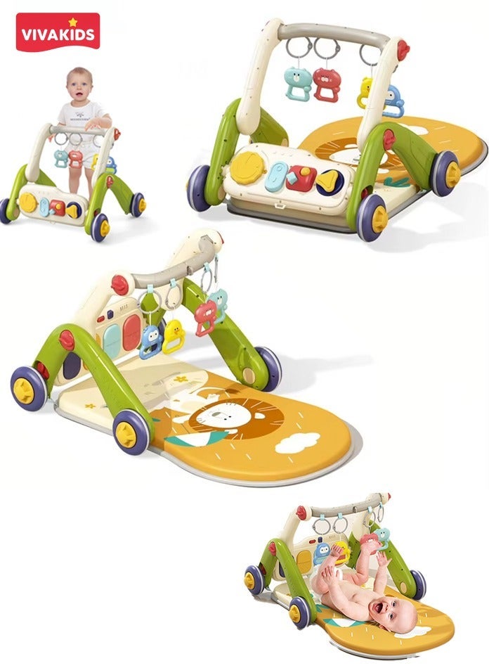 VIVAKIDS 3-in-1 Baby Walker & Play Gym with Music | Sit, Stand & Walk Activity Center for 0-24 Months | Educational Toy for Boys & Girls (Multicolor) - Image 1