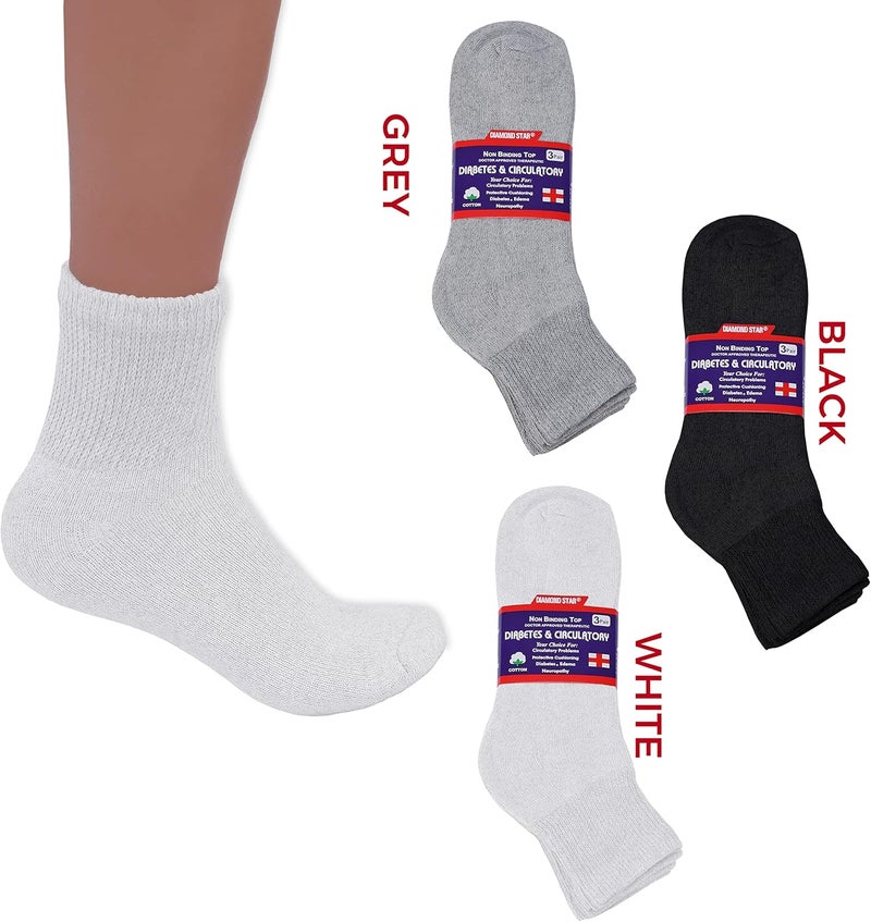 Diamond Star Diabetic Socks NonBinding Extra Wide Doctor Approved Cotton Socks for Mens Womens Big  Tall Size 1315 Pack 12 Pairs - Image 5