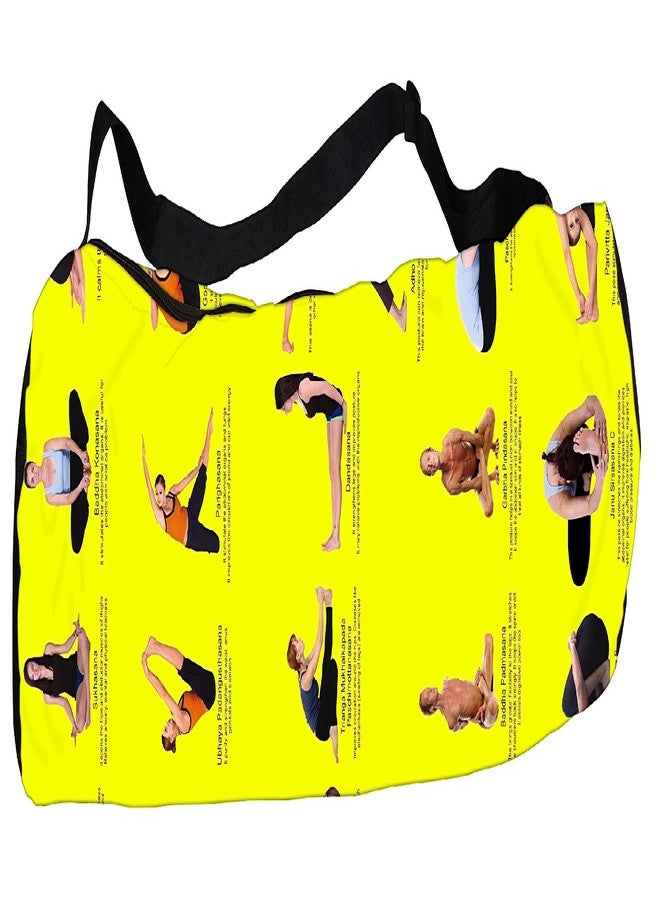 Active Elements New Poly Canvas Yoga Mat Bag/Cover. Easy Fit up to 4 mm Thick Yoga Mat. Print Design : Yoga Posture asana- dharana, dhyana, Niyama, pranayama, pratyahara etc - Image 2