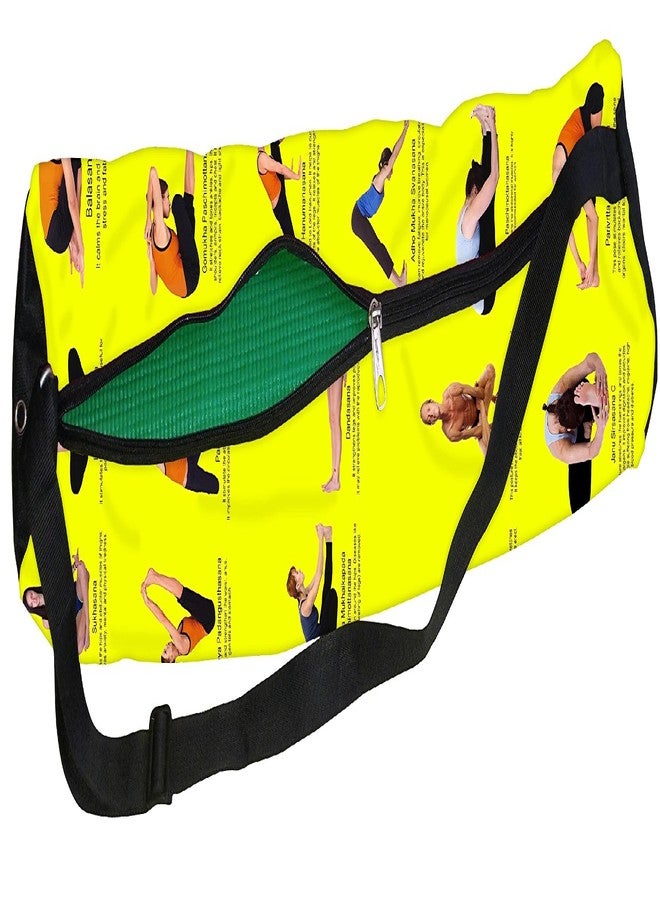 Active Elements New Poly Canvas Yoga Mat Bag/Cover. Easy Fit up to 4 mm Thick Yoga Mat. Print Design : Yoga Posture asana- dharana, dhyana, Niyama, pranayama, pratyahara etc - Image 1
