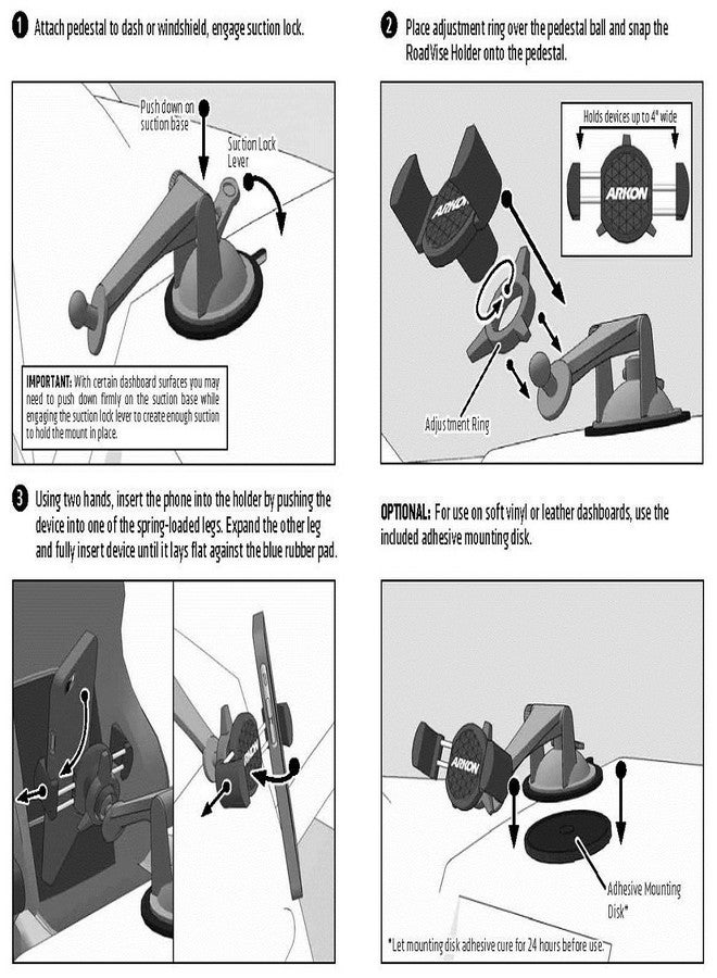 ARKON Mounts Sticky Suction Mount with RoadVise Phone Holder For Cars and Trucks, Fully Adjustable with Powerful Suction Mount or Dash Mounting, Fits iPhone, Galaxy, Note & more - Image 5