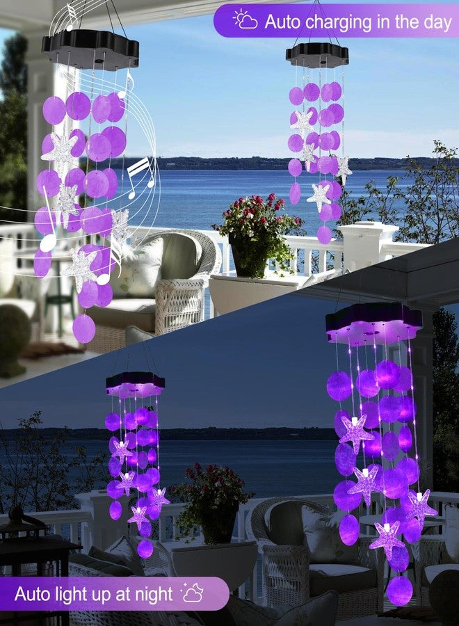 Toodour Solar Wind Chimes for Outside, Shells Light Gifts for Mom Grandma Women Wife Girls, Waterproof Solar Outdoor Decorative Mobile Light for Holiday Garden Porch Yard Outdoor Decor (Purple) - Image 4
