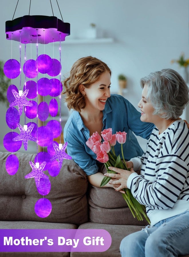 Toodour Solar Wind Chimes for Outside, Shells Light Gifts for Mom Grandma Women Wife Girls, Waterproof Solar Outdoor Decorative Mobile Light for Holiday Garden Porch Yard Outdoor Decor (Purple) - Image 2