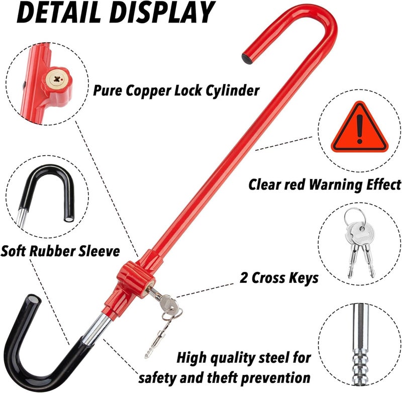 Cartman Anti-Theft Steering Wheel Lock and Brake Pedal Adjustable Lock - Image 5