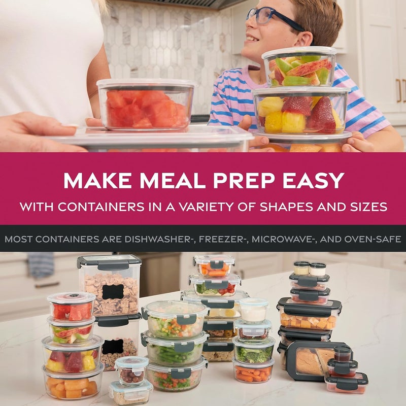 FINEDINE Superior Glass Round Meal-Prep Containers -3pk (32oz) BPA-free Airtight Food-Storage Containers with 100% Leakproof Locking Lids, Freezer-to-Oven Safe Great On-the-Go Portion Control Lunch Containers - Image 2