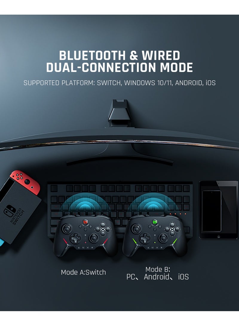 Professional Wireless Gamepad BIGBIGWON BLITZ C2 Pro Gaming Controller 0 Deadzone Joystick One-on Wake Up 1000mAh Battery 6-Axis Gyroscope NFC 2.4G Bluetooth Wired connected for Switch / PC /Android - Image 5