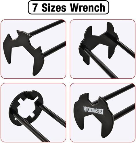 KITCHENASSIST 2pcs Basin Wrench Multifunctional Sink Wrench 7 Sizes Faucet Tool Four-jaw Hex Spanner Universal Plumbers Tool for Tight Spaces Kitchen Bathroom Home - Image 5