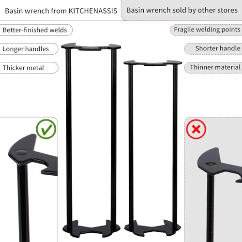 KITCHENASSIST 2pcs Basin Wrench Multifunctional Sink Wrench 7 Sizes Faucet Tool Four-jaw Hex Spanner Universal Plumbers Tool for Tight Spaces Kitchen Bathroom Home - Image 4