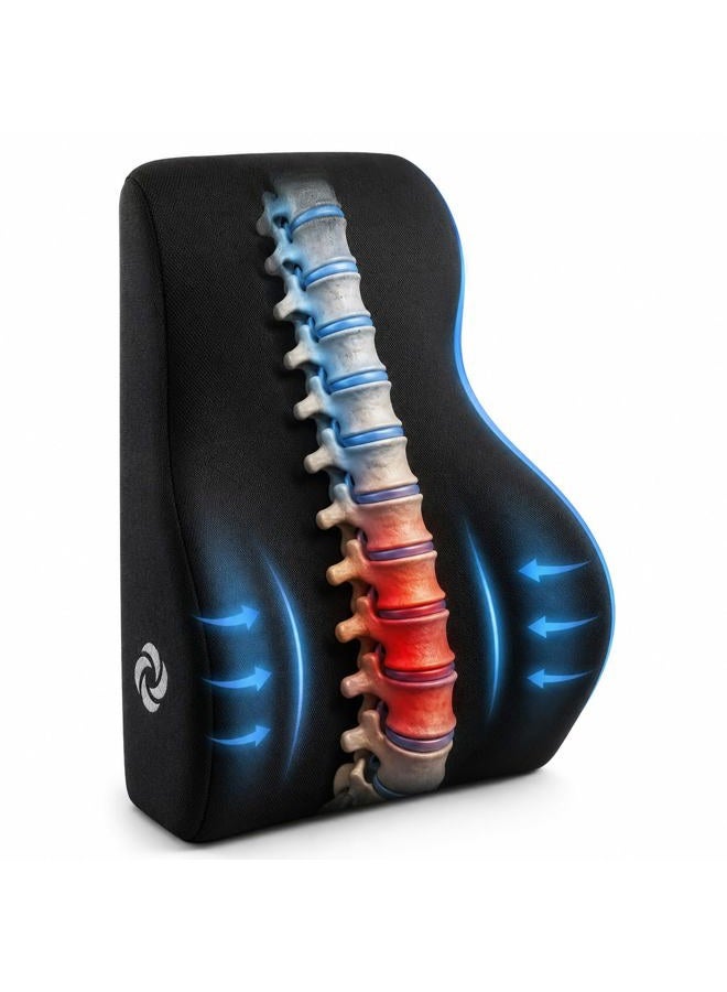 SAMSONITE, [Mid-Low] Back Support Lumbar Pillow for Office Chair or Car Seat, [HIGH GRADE - MEMORY FOAM], Boost your Back Comfort Zone, Versatile Use Supportive Cushion with Soft Plush Cover - Image 1