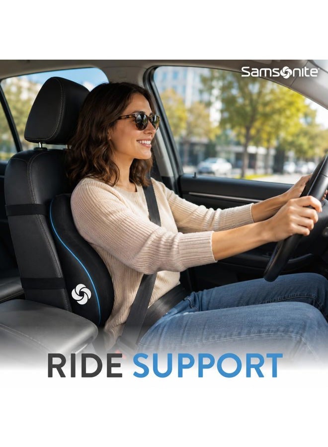 SAMSONITE, [Mid-Low] Back Support Lumbar Pillow for Office Chair or Car Seat, [HIGH GRADE - MEMORY FOAM], Boost your Back Comfort Zone, Versatile Use Supportive Cushion with Soft Plush Cover - Image 4