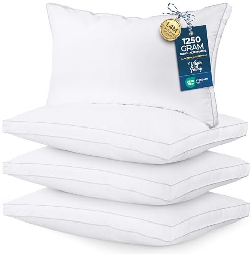 Utopia Bedding Bed Pillows for Sleeping King Size White Set of 4 Soft Fluffy Pillow with Down Alternative Filling Cooling Hotel Quality Gusseted Pillow for Back Stomach or Side Sleepers - Image 1
