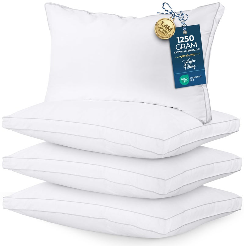 Utopia Bedding Bed Pillows for Sleeping King Size White Set of 4 Soft Fluffy Pillow with Down Alternative Filling Cooling Hotel Quality Gusseted Pillow for Back Stomach or Side Sleepers - Image 2