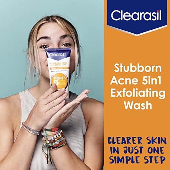 Clearasil غسول كليراسيل للتحكم في حب الشباب العنيد 5 في 1، قوة قصوى مع 2% حمض الساليسيليك لعلاج حب الشباب، منظف وجه يومي لحب الشباب 6.78 أونصة سائلة - Image 4