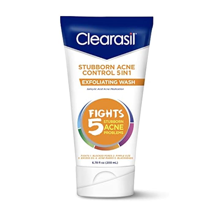 Clearasil غسول كليراسيل للتحكم في حب الشباب العنيد 5 في 1، قوة قصوى مع 2% حمض الساليسيليك لعلاج حب الشباب، منظف وجه يومي لحب الشباب 6.78 أونصة سائلة - Image 1