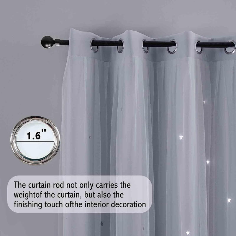 ANYTIME Romantic Kids Curtain,Hollow-Out Stars Window Curtain Double Layer Blackout Curtains for Girls Bedroom Kids Room 2Panel,(W52 x L63,Greyish White) - Image 3