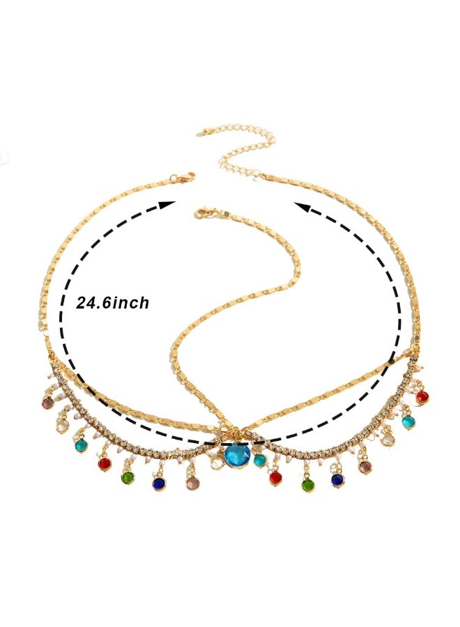 Crystal Rhinestone Gems Jewelry Head Chains For Women Gold Boho Headbands Sparkly Bridal Headpieces Sparkle Crystal Headwear For Prom Makeup Accessories - Image 4