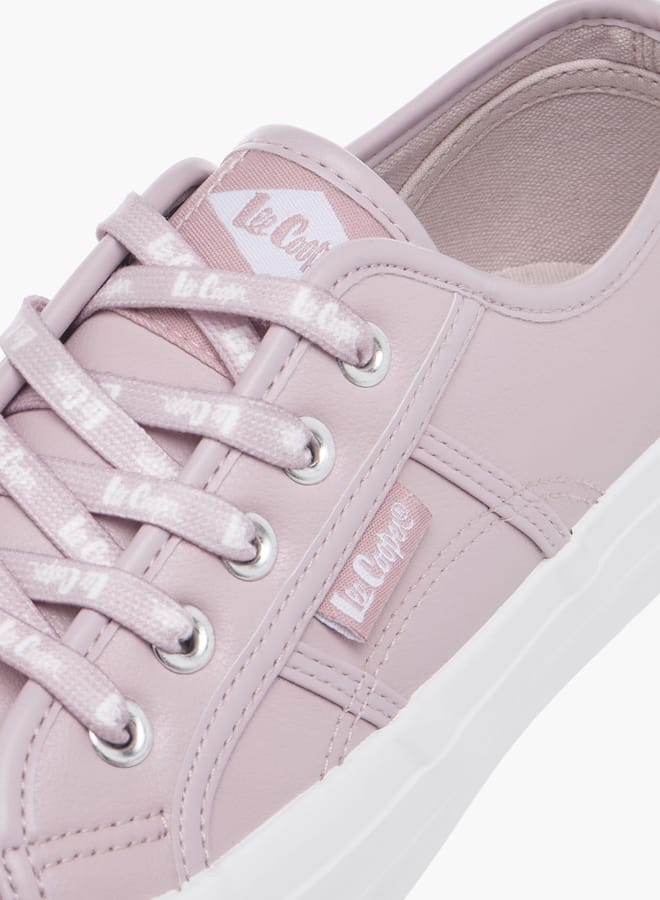 Women's Logo Embossed Sneakers with Lace-Up Closure