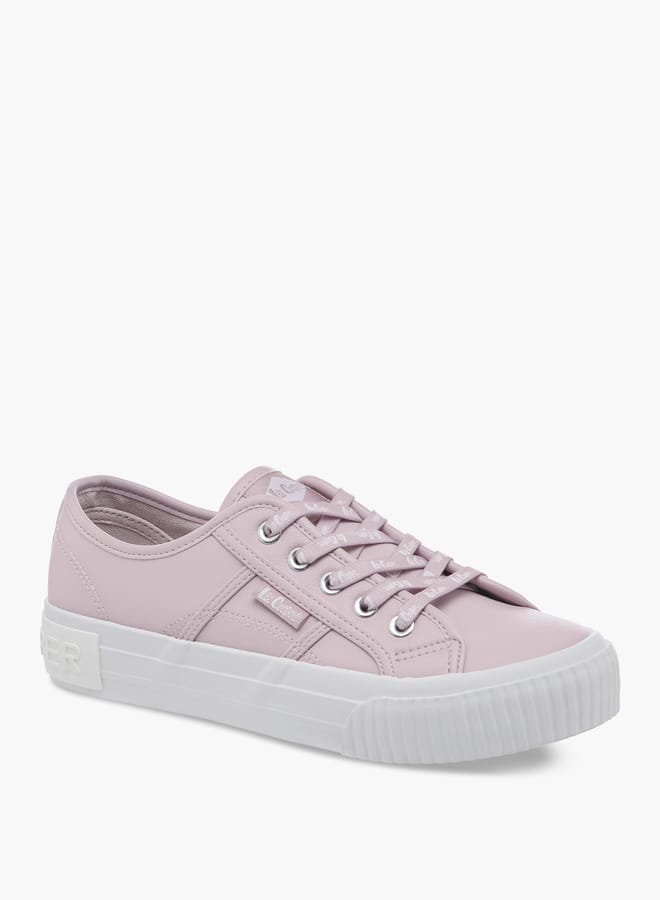Women's Logo Embossed Sneakers with Lace-Up Closure