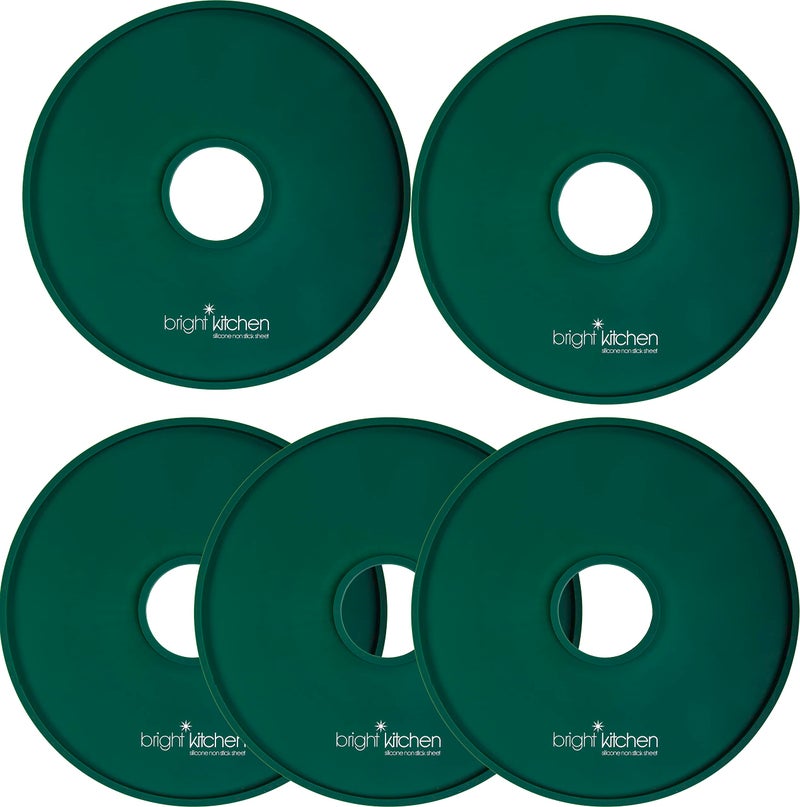 5 Fruit Leather Silicone Dehydrator Sheets EDGES Fits Cosori CFDN051W Fits Elite Gourmet EFD319 Round NONToxic Lip EFD319 Mold Batter Liquids Fruit Roll Up Leather Circle ReUsable