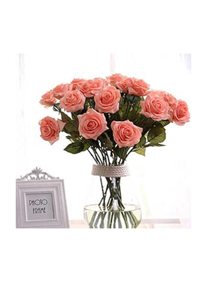 Ten Piece Pink Rose Artificial Flower Real Touch Artificial Bouquet Flowers
