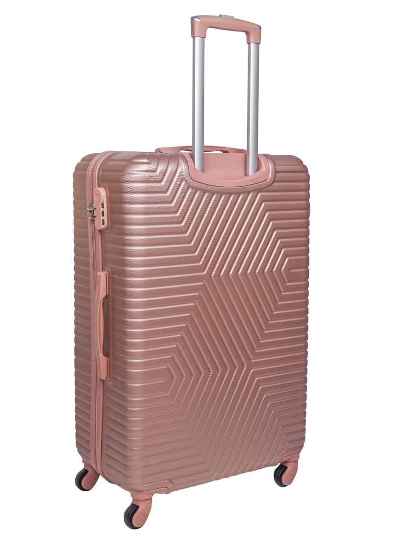 TRAVEL WAY مجموعة أمتعة ترافل واي خفيفة الوزن مكونة من 3 حقائب - 3 أحجام من حقيبة الأمتعة الصلبة للسفر | حقيبة أمتعة ABS مع 4 عجلات دوارة (ذهبي وردي، مجموعة من 3 قطع) - Image 3